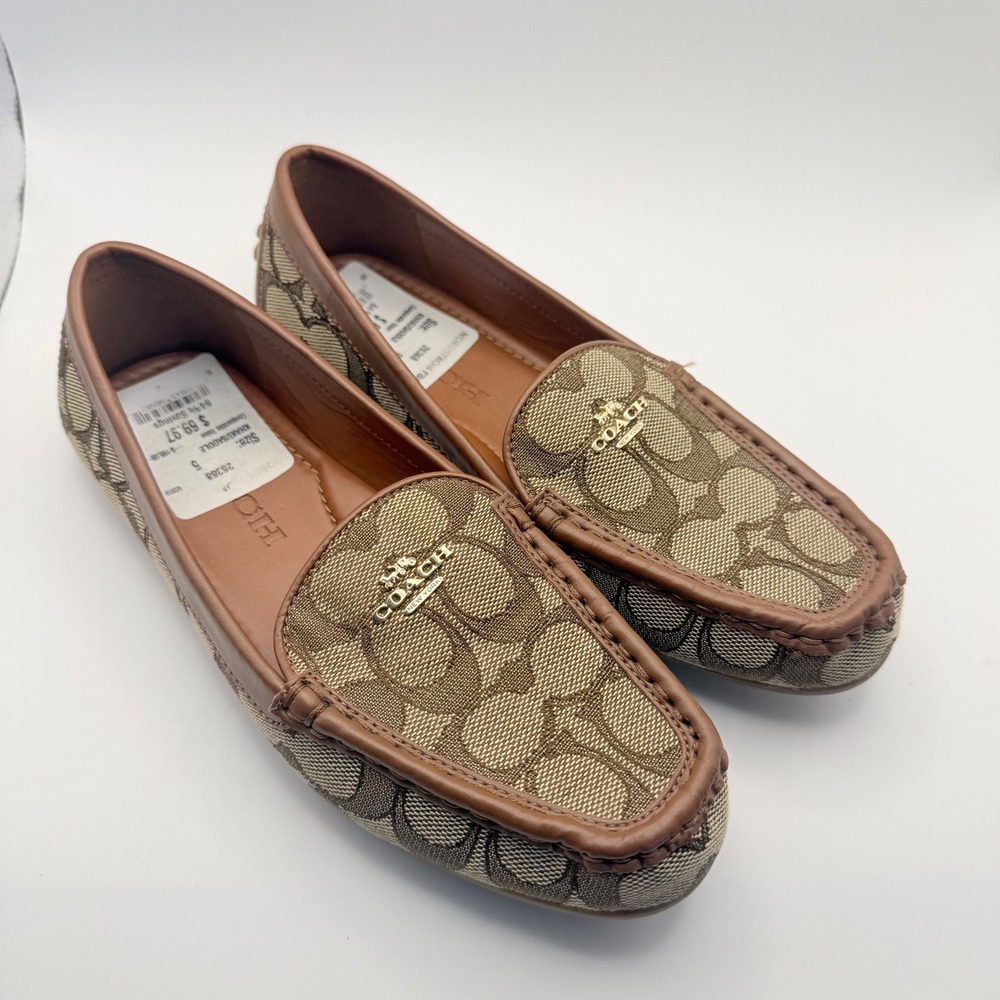 COACH Women's Marley Driver Signature Logo Jacquard Loafer Fabric Slip On SZ 5